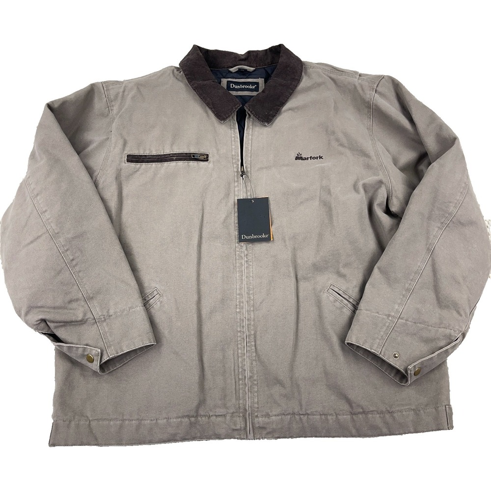 Vintage Dunbrooke Jacket Men XL Tan Duck Canvas Lined Corduroy Collar Detroit